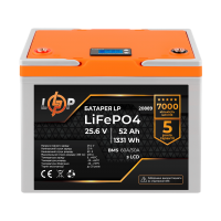 Акумулятор LP LiFePO4 LCD 24V (25,6V) - 52 Ah (1331Wh) (BMS 60A/30А) пластик