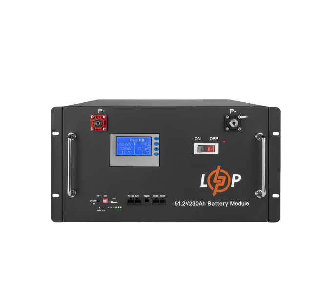 Акумулятор LP LiFePO4 48V (51,2V) - 230 Ah (11776Wh) (Smart BMS 200A) з LCD RM RS485/CAN