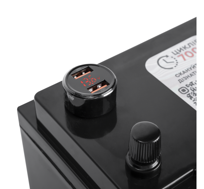 Акумулятор переносний з USB та роз. 12V LP LiFePO4 12V (12,8V) - 50 Ah (640Wh) (BMS 50A/25А) пластик с З.У.