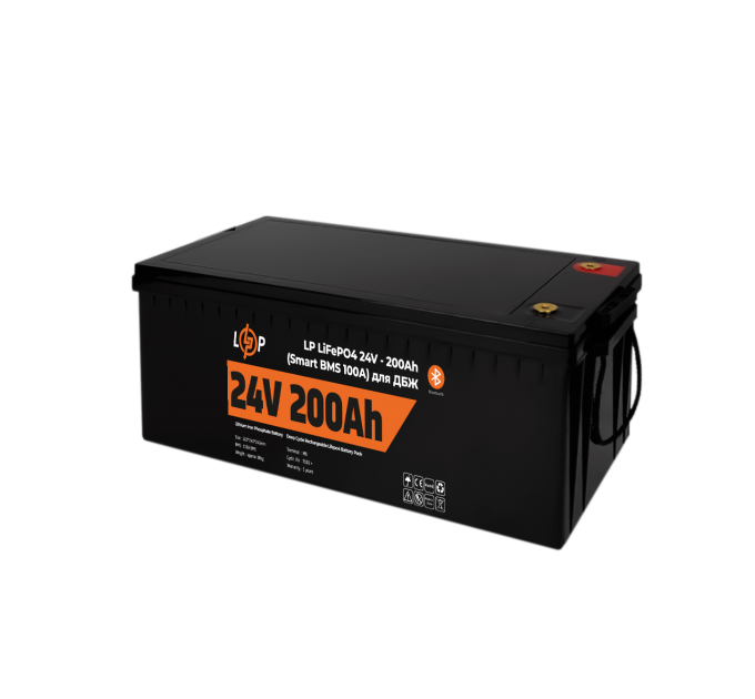 Акумулятор LP LiFePO4 24V (25,6V) - 200 Ah (5120Wh) (Smart BMS 100А) з BT пластик