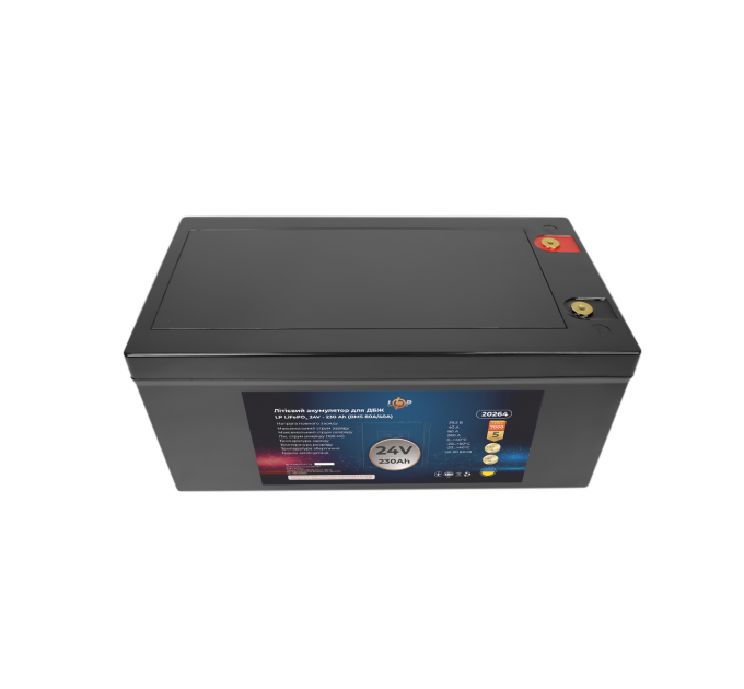 Акумулятор LP LiFePO4 24V-230 Ah (BMS 80A/40A) пластик для ДБЖ