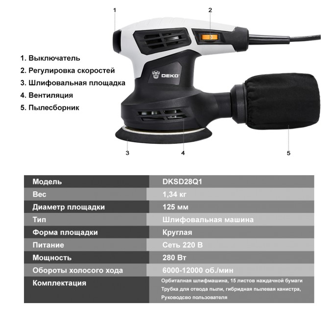 Шліфувальна машина DEKO 12178