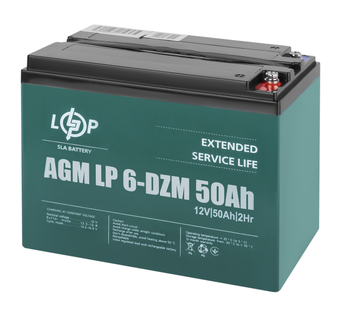 Тяговий свинцево-кислотний AGM акумулятор LP 6-DZM-50 Ah