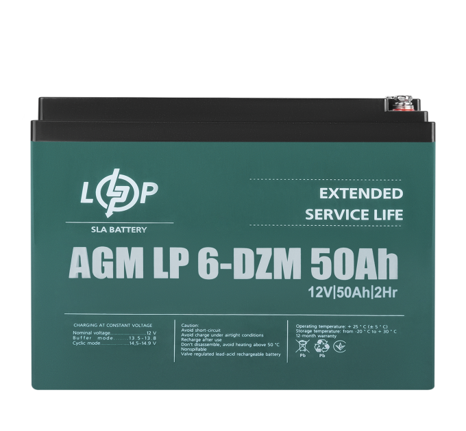 Тяговий свинцево-кислотний AGM акумулятор LP 6-DZM-50 Ah