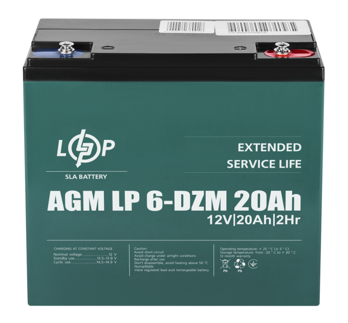 Тяговий свинцево-кислотний AGM акумулятор LP 6-DZM-20 Ah