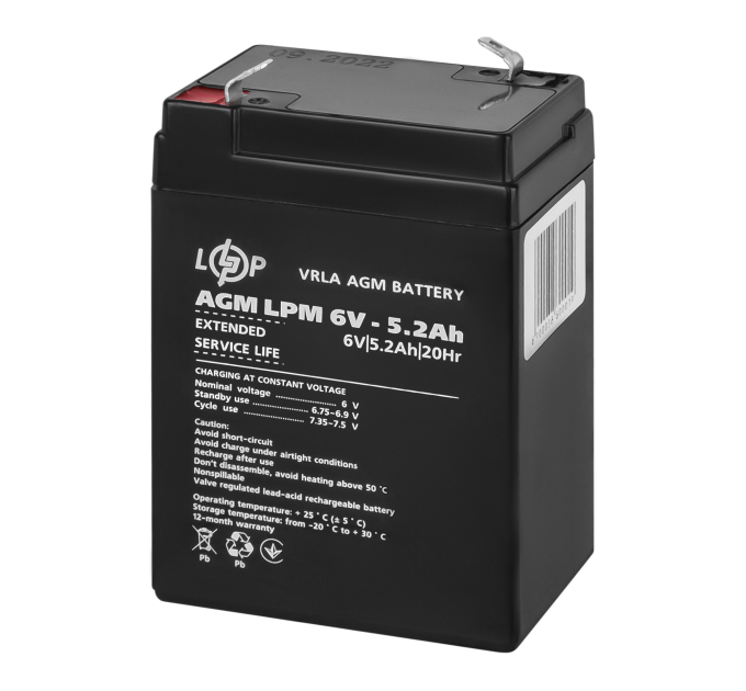 Акумулятор AGM LPM 6V - 5.2 Ah