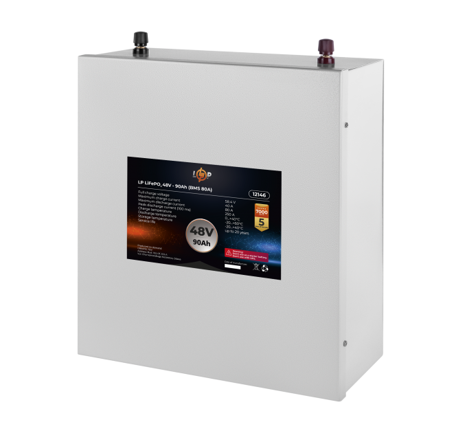 Акумулятор LP LiFePO4 48V (51,2V) - 90 Ah (4608Wh) (BMS 80A) металл