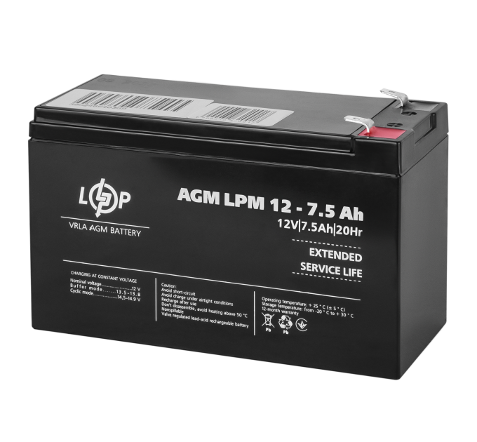 Акумулятор AGM LPM 12V - 7.5 Ah