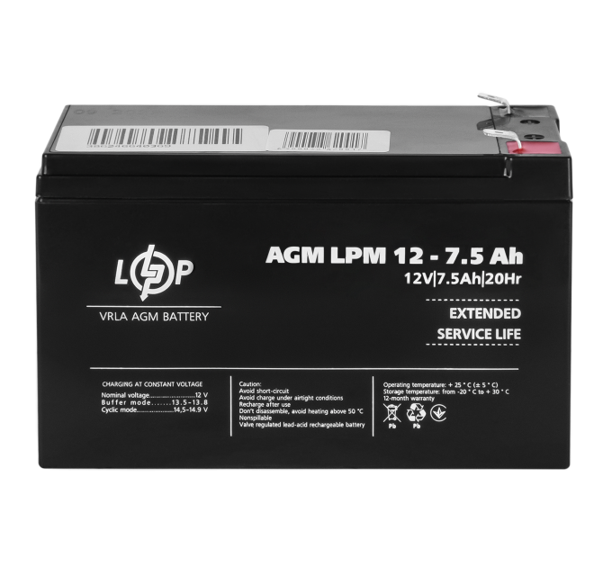 Акумулятор AGM LPM 12V - 7.5 Ah