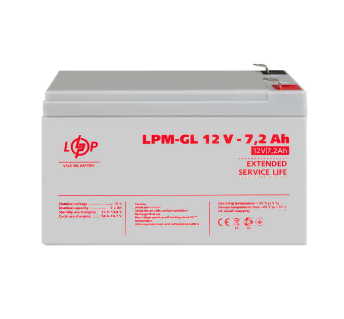 Акумулятор гелевий LPM-GL 12V - 7.2 Ah
