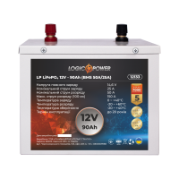Акумулятор LP LiFePO4 12V (12,8V) - 90 Ah (1152Wh) (BMS 50A/25A) металл