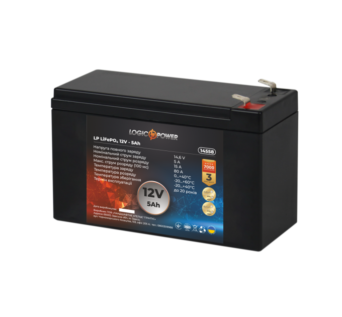 Акумулятор LP LiFePO4 12V (12,8V) - 5 Ah (64Wh)