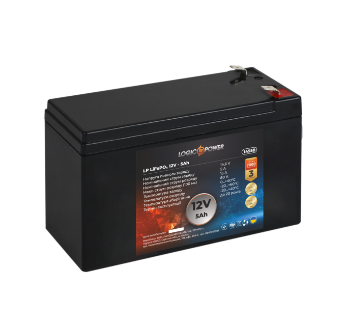 Акумулятор LP LiFePO4 12V (12,8V) - 5 Ah (64Wh)