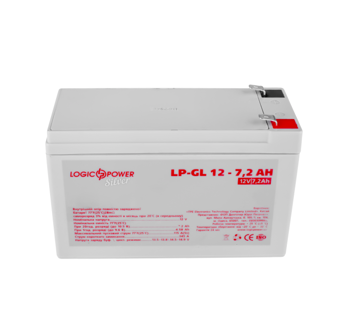 Акумулятор гелевий LP-GL 12V - 7.2 Ah Silver