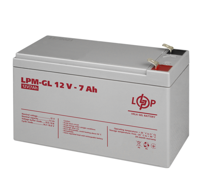 Акумулятор гелевий LPM-GL 12V - 7 Ah