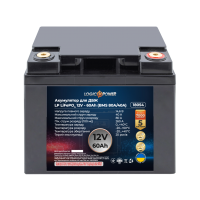 Акумулятор LP LiFePO4 для ДБЖ 12V (12,8V) - 60 Ah (768Wh) (BMS 80A/40А) пластик