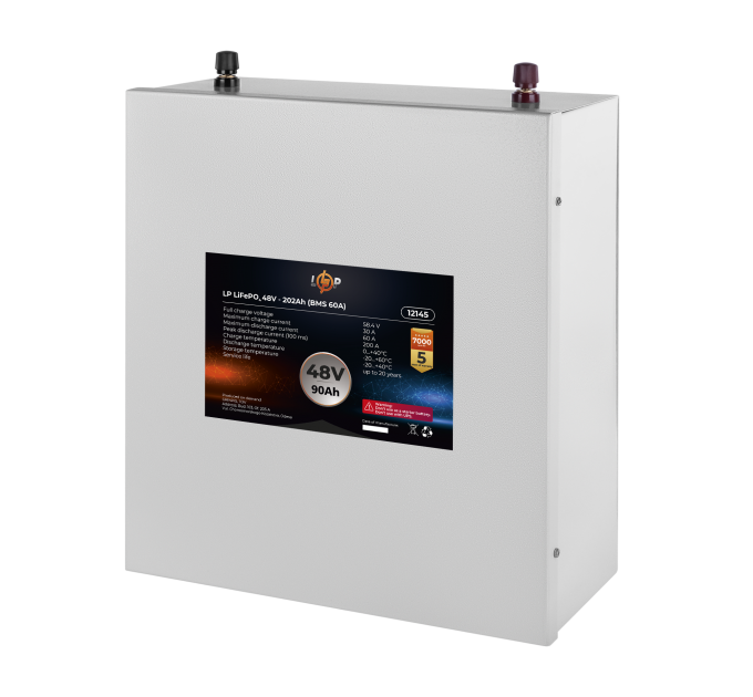 Акумулятор LP LiFePO4 48V (51,2V) - 90 Ah (4608Wh) (BMS 60A) металл