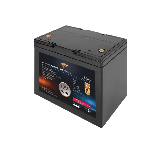 Акумулятор LP LiFePO4 12V (12,8V) - 90 Ah (1152Wh) (BMS 50A/25A) пластик