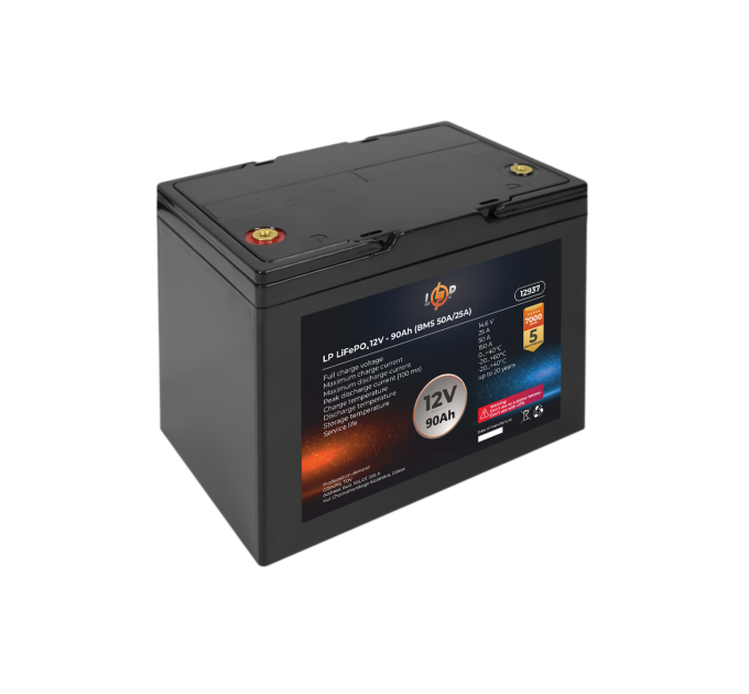 Акумулятор LP LiFePO4 12V (12,8V) - 90 Ah (1152Wh) (BMS 50A/25A) пластик