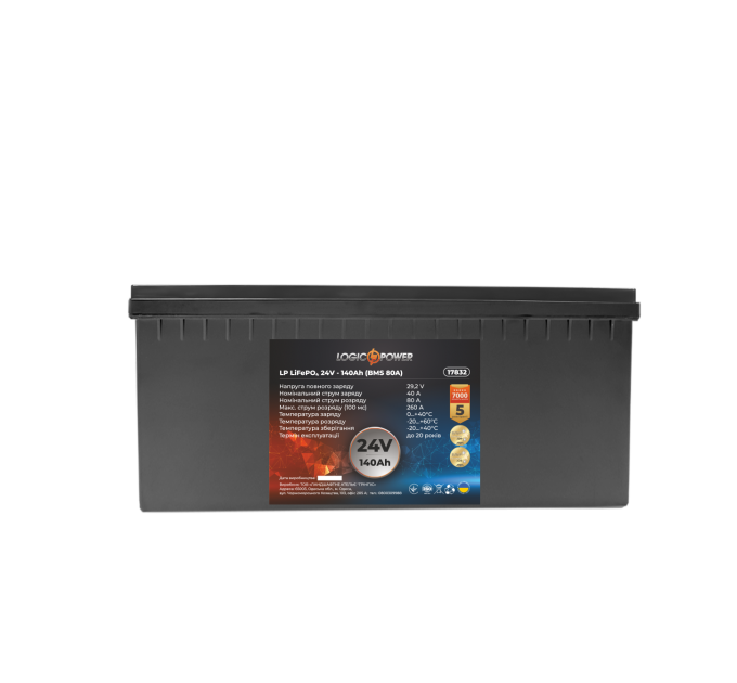 Акумулятор LP LiFePO4 24V (25,6V) - 140 Ah (3584Wh) (BMS 80A) пластик