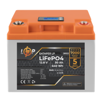 Акумулятор LP LiFePO4 LCD 12V (12,8V) - 50 Ah (640Wh) (Smart BMS 60A/30А) пластик
