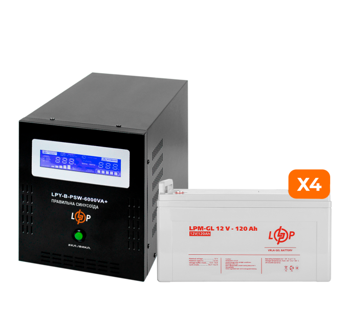 Комплект резервного живлення LP (LogicPower) ДБЖ + гелева батарея (UPS B6000 + АКБ GL 5760W)