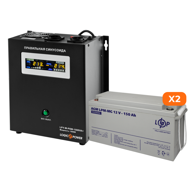 Комплект резервного живлення LP (LogicPower) ДБЖ + мультигелева батарея (UPS W1500 + АКБ MG 3600Wh)