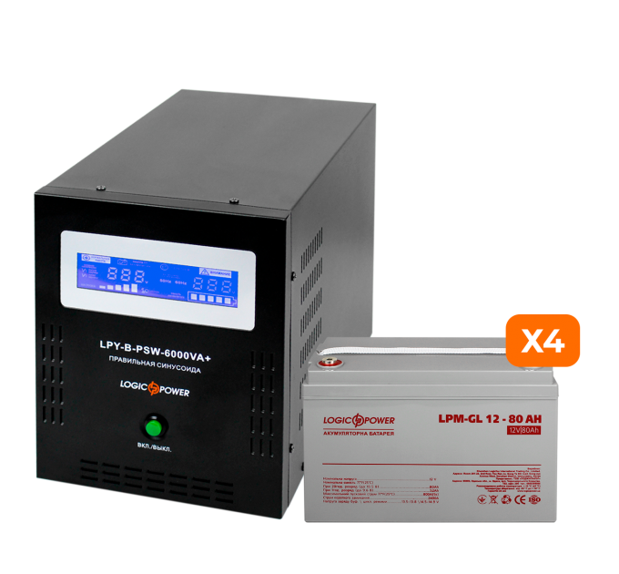 Комплект резервного живлення LP (LogicPower) ДБЖ + гелева батарея (UPS B6000 + АКБ GL 960W)