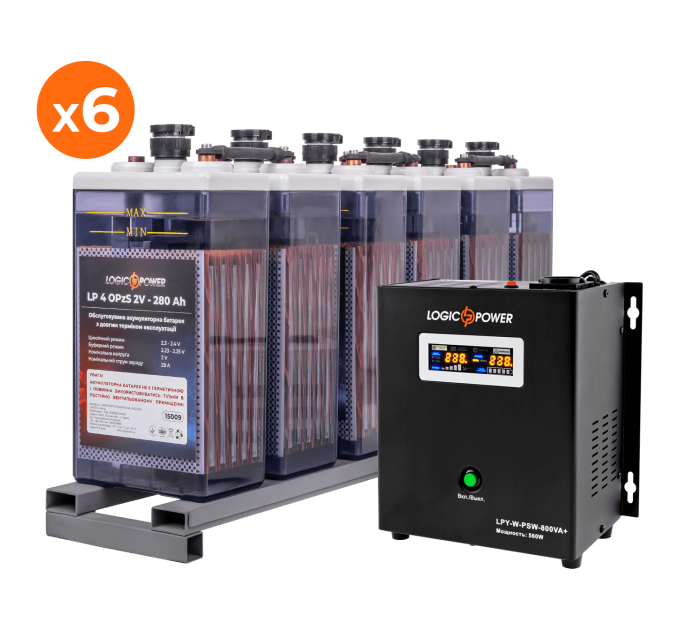 Комплект резервного живлення для підприємств LP (LogicPower) ДБЖ + OPzS батарея (UPS W800 + АКБ OPzS 3860W)