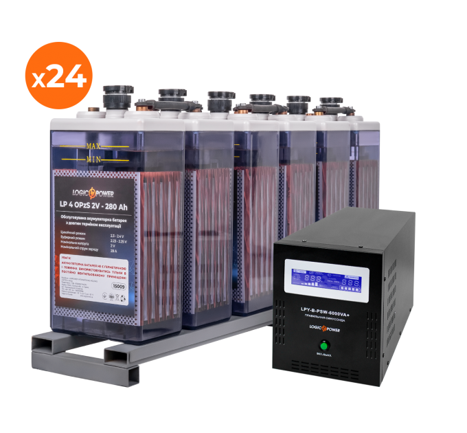 Комплект резервного живлення для підприємств LP (LogicPower) ДБЖ + OPzS батарея (UPS B6000 + АКБ OPzS 15456W)