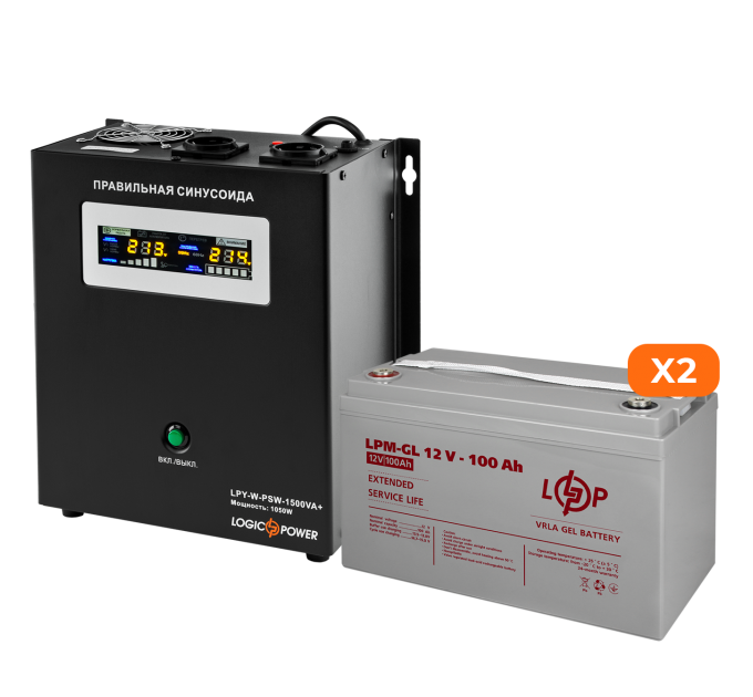 Комплект резервного живлення LP (LogicPower) ДБЖ + гелева батарея (UPS W1500 + АКБ GL 2400W)