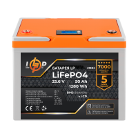 Акумулятор LP LiFePO4 для ДБЖ LCD 25,6V - 50 Ah (1280Wh) (BMS 80A/40А) пластик