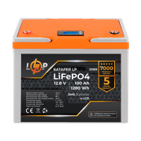 Акумулятор LP LiFePO4 LCD 12V (12,8V) - 100 Ah (1280Wh) (BMS 80A/40А) пластик