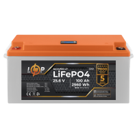 Акумулятор LP LiFePO4 24V (25,6V) - 100 Ah (2560Wh) (BMS 200/100А) пластик LCD для ДБЖ
