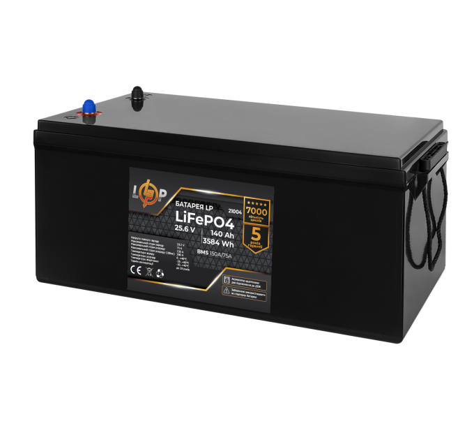 Акумулятор LP LiFePO4 24V (25,6V) - 140 Ah (3584Wh) (BMS 150/75А) пластик для ДБЖ