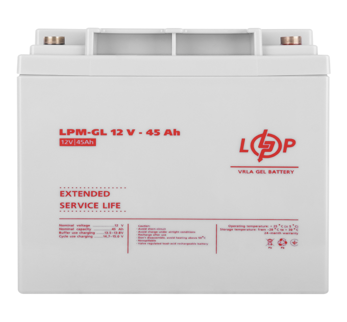 Комплект із двох акумуляторних гелевих батарей для ДБЖ 12V 90Ah (45Ah + 45Ah) 1080Wh