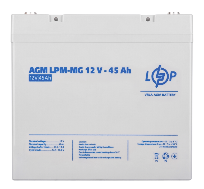 Комплект з двох акумуляторних мультигелевих батарей для ДБЖ 12V 90Ah (45Ah + 45Ah) 1080Wh