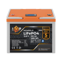 Акумулятор LP LiFePO4 12,8V - 100 Ah (1280Wh) (BMS 100A/50А) пластик LCD Smart BT