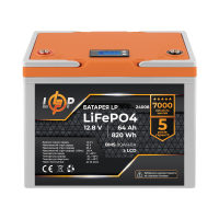 Акумулятор LP LiFePO4 12,8V - 64 Ah (820Wh) (BMS 80A/40А) пластик LCD