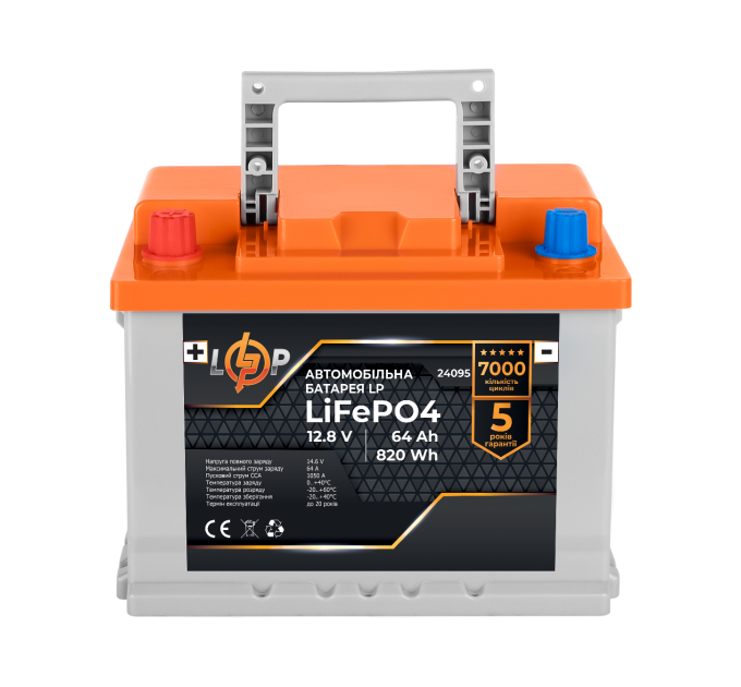 Автомобільний літієвий акумулятор LP LiFePO4 12V - 64 Ah (+ зліва)