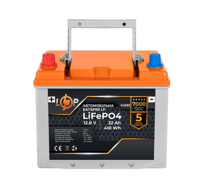 Автомобільний літієвий акумулятор LiFePO4 12V - 32 Ah (+ зліва)