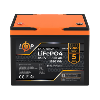 Акумулятор LP LiFePO4 12,8V - 100 Ah (1280Wh) (BMS 100A/50А) пластик для ДБЖ