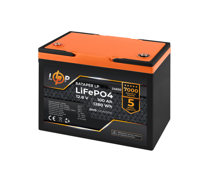 Акумулятор LP LiFePO4 12,8V - 100 Ah (1280Wh) (BMS 100A/50А) пластик