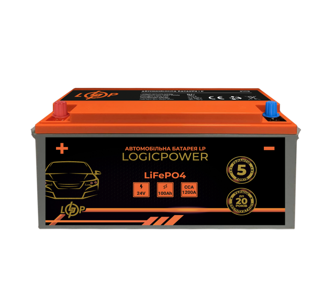 Автомобільний літієвий акумулятор LP LiFePO4 24V - 100 Ah (+ зліва) BMS 1200А