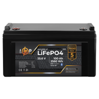 Акумулятор LP LiFePO4 25,6V - 100 Ah (2560Wh) (BMS 80A/80А) пластик Smart BT
