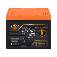 Акумулятор LP LiFePO4 12,8V - 64 Ah (820Wh) (BMS 50A/25А) пластик для ДБЖ
