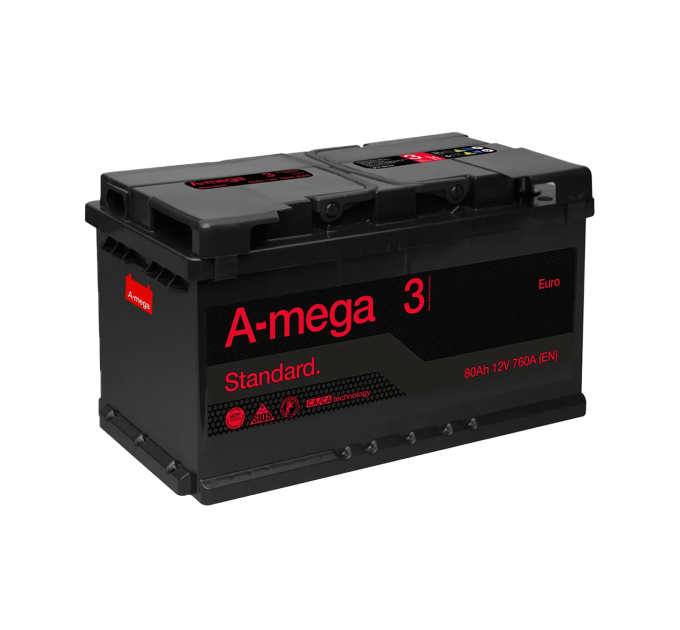 Акумулятор авто Мегатекс A-mega Standard (М3) 6СТ-80-АЗ (прав) euro ТХП 760