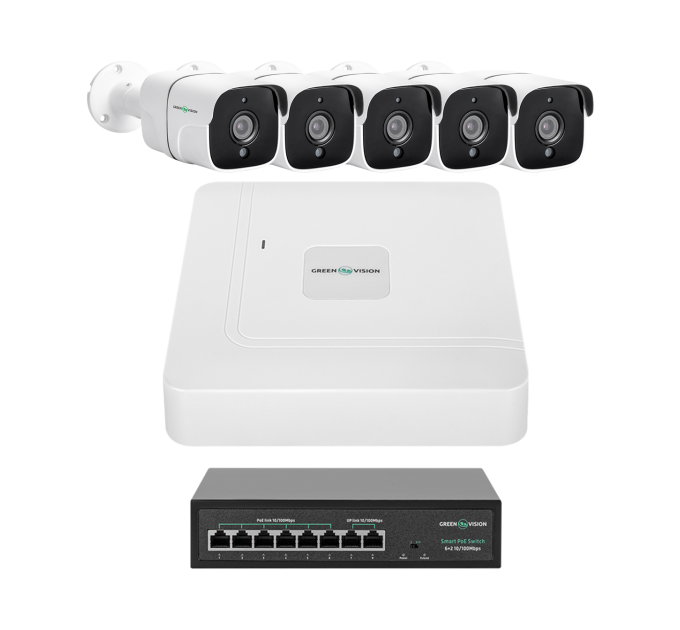 Комплект відеоспостереження на 5 камер GV-IP-K-W87/05 5MP