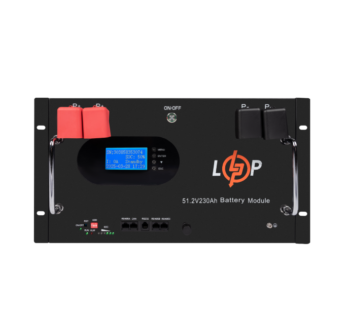 Акумулятор LP LiFePO4 51,2V - 230 Ah (11776Wh) (Smart BMS 200A) с LCD RM AB RS485/CAN