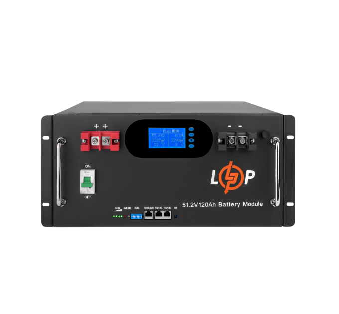 Акумулятор LP LiFePO4 51,2V - 120 Ah 6000Wh (Smart BMS 100A) с LCD RM AB RS485/CAN